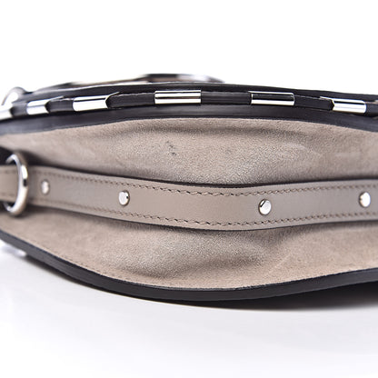 Chloe Calfskin Suede Python Print Small Nile Bracelet Bag Motty Grey 9 of 11