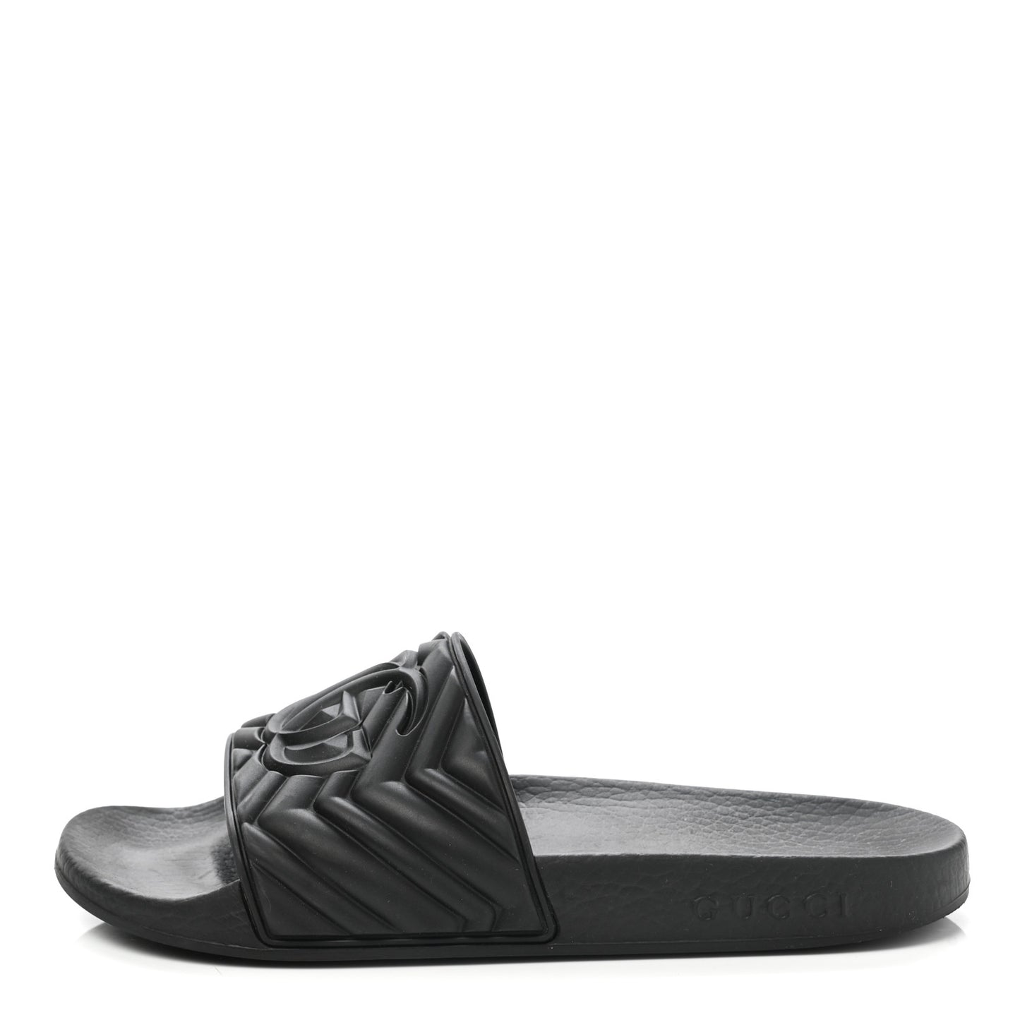 Rubber Matelasse Womens Slide Sandals 37 Black