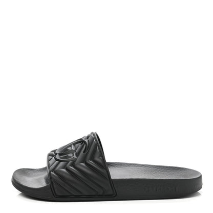 Gucci Rubber Matelasse Womens Slide Sandals 37 Black 1 of 10