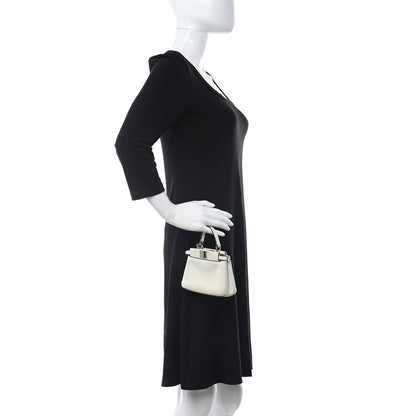 Fendi Shiny Nappa Micro Peekaboo Iconic Satchel White 2 of 10
