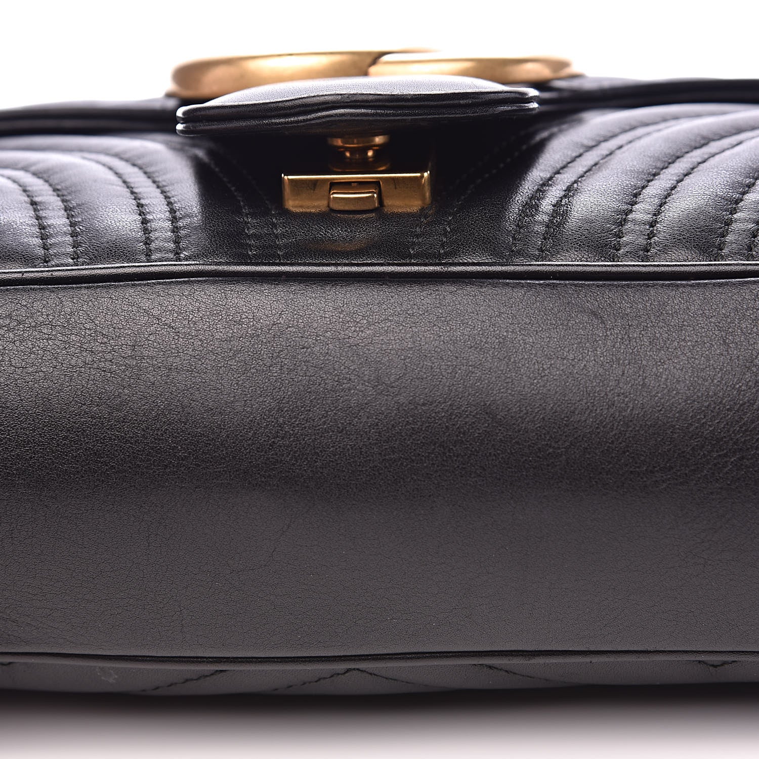 Gucci Calfskin Matelasse Medium GG Marmont Shoulder Bag Black 9 of 16