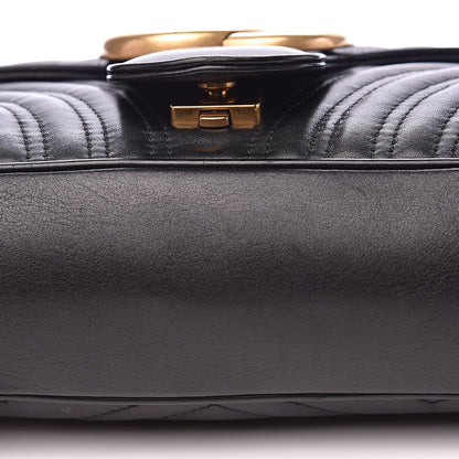 Gucci Calfskin Matelasse Medium GG Marmont Shoulder Bag Black 9 of 16