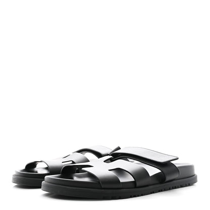 Hermes Calfskin Womens Chypre Sandals 40.5 Black 4 of 11