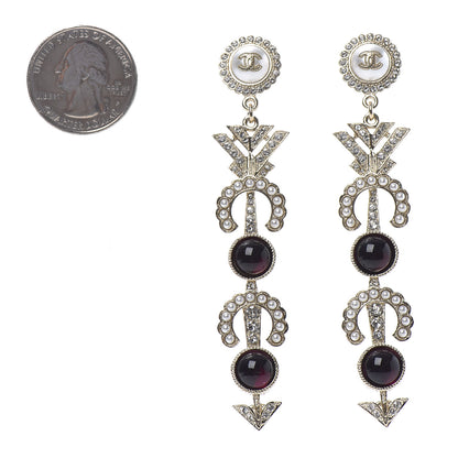 Chanel Crystal Pearl Queen of France Drop Earrings Gold 2 of 4