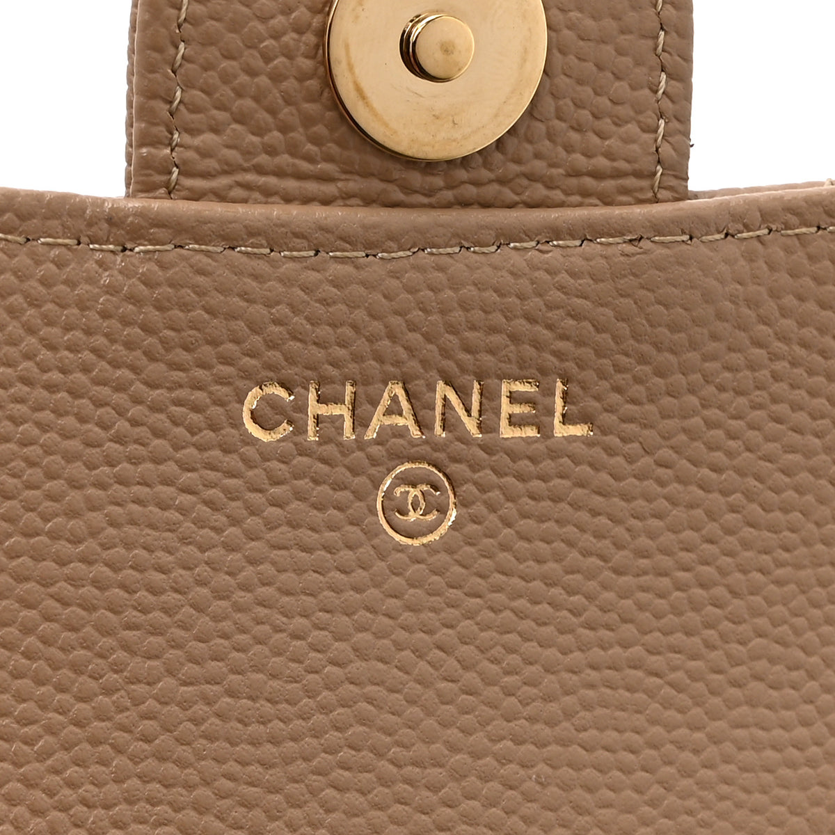 Caviar Quilted Flap Phone Holder With Chain Beige