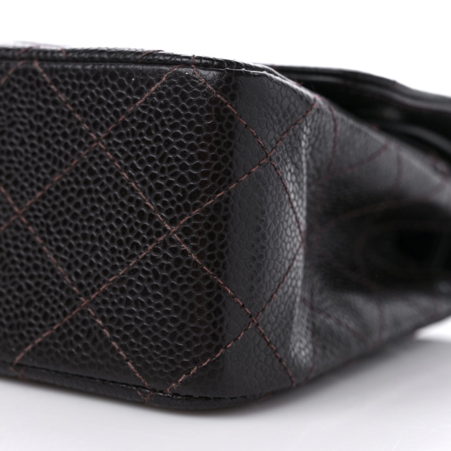 Caviar Quilted Medium Double Flap Dark Brown