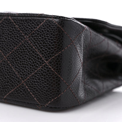 Chanel Caviar Quilted Medium Double Flap Dark Brown 9 of 10