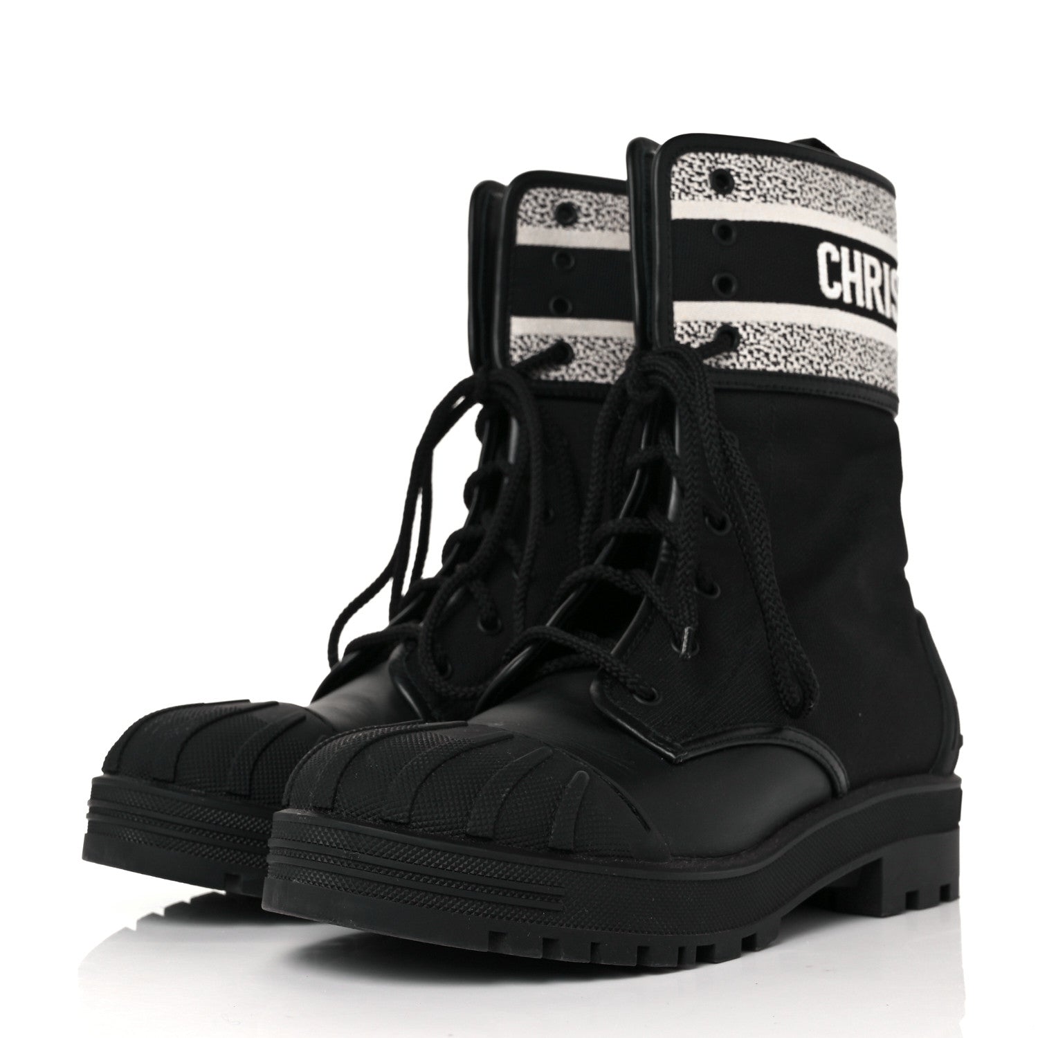 Christian Dior Calfskin Technical Fabric D-Major Ankle Boots 39 Black White 3 of 6
