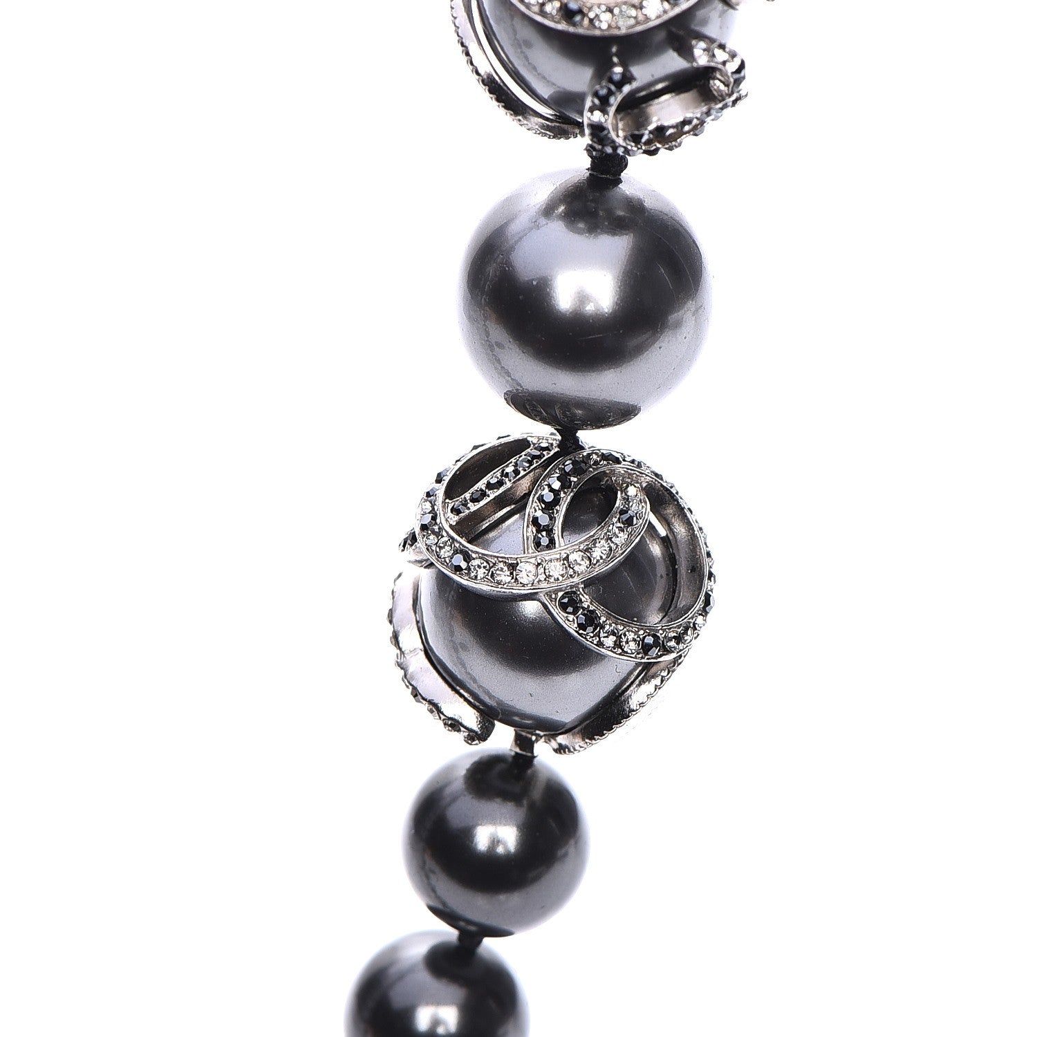 Chanel Graduated Pearl Crystal CC Long Necklace 4 of 6
