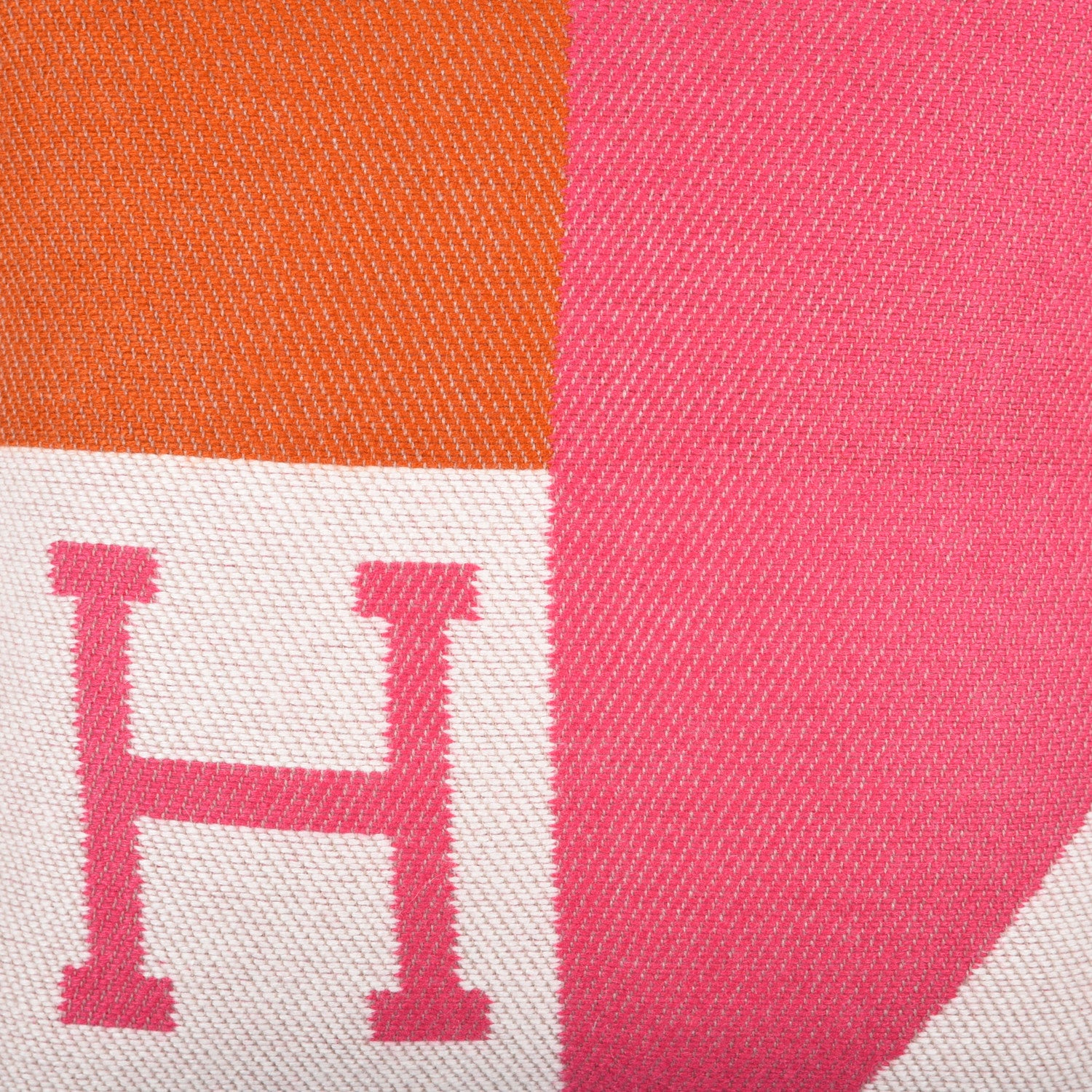 Hermes Cashmere H Drapeau Pillow Fuchsia Orange 3 of 6