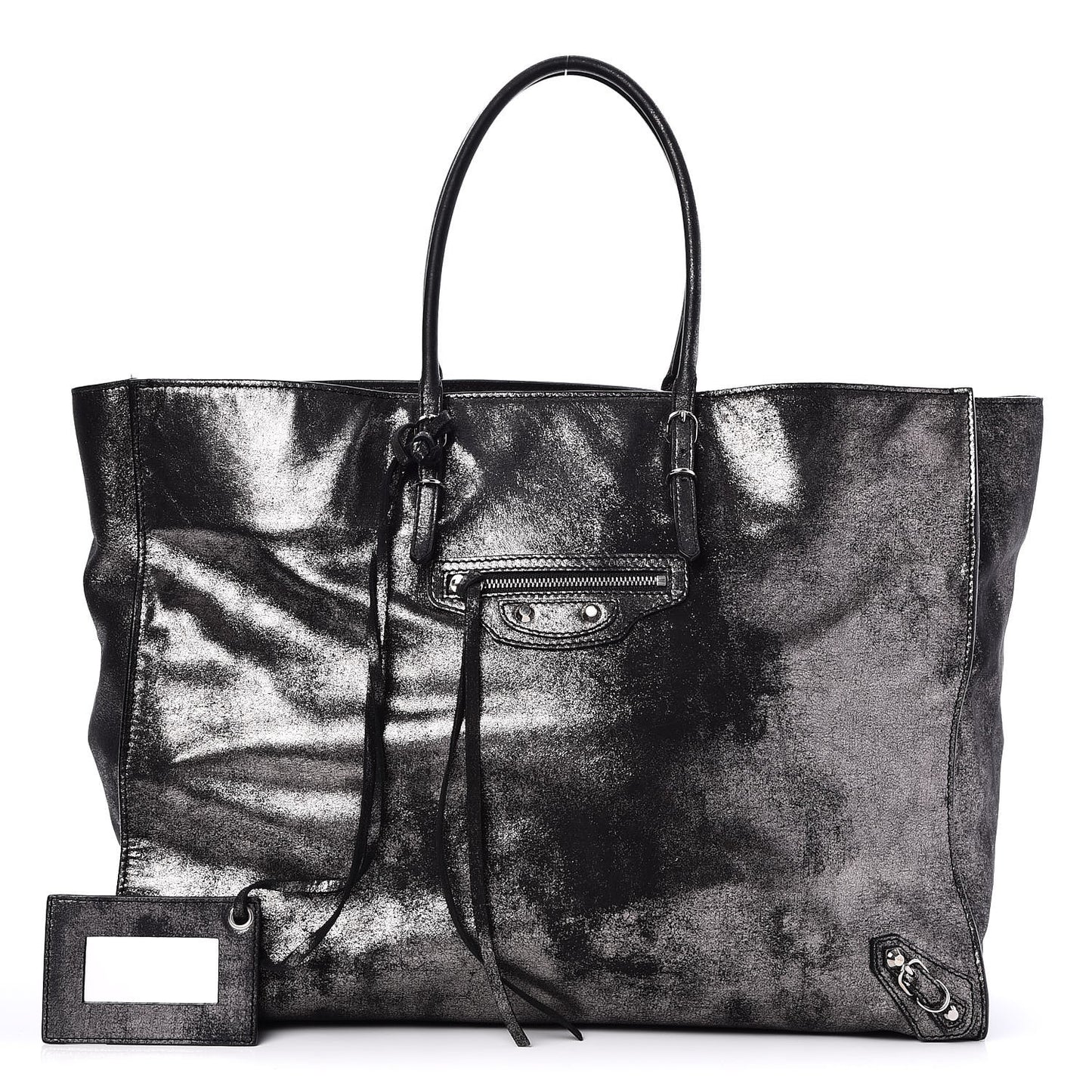Metallic Calfskin Milkyway Papier A4 Tote Black