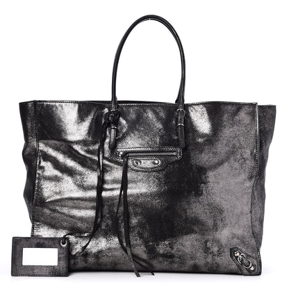 Balenciaga Metallic Calfskin Milkyway Papier A4 Tote Black 1 of 7