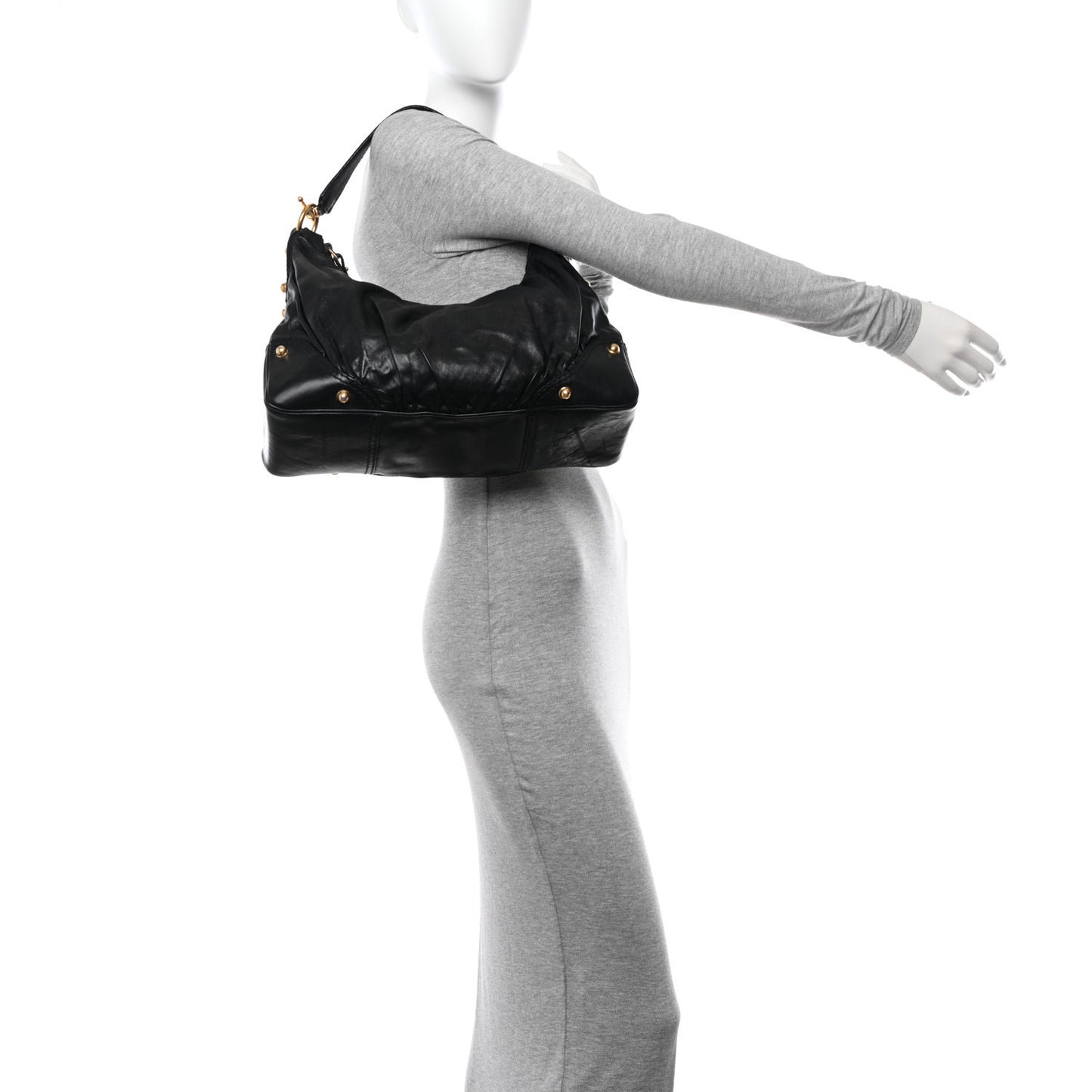 Calfskin Medium Jockey Hobo Black