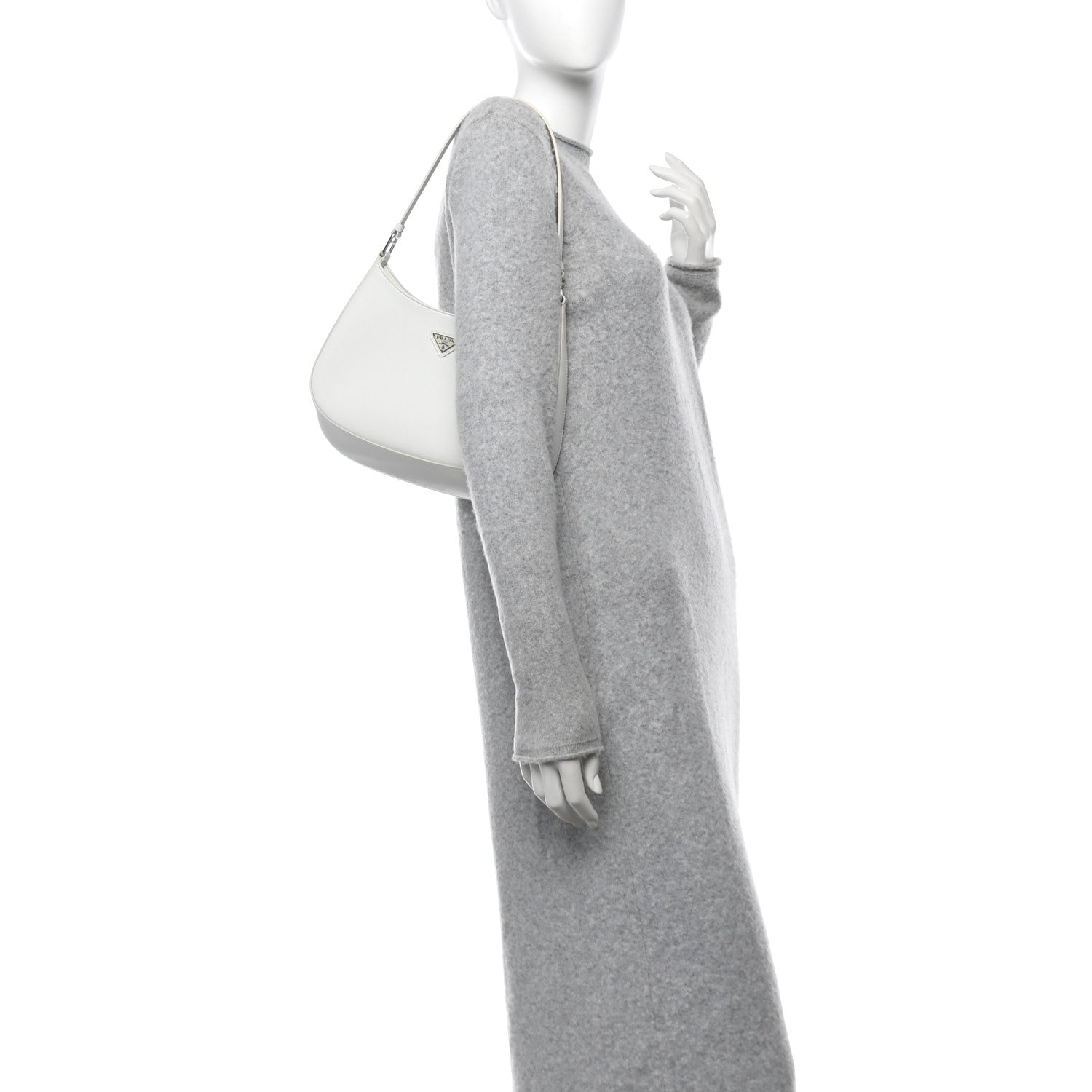 Prada Spazzolato Cleo Shoulder Bag White White 2 of 13