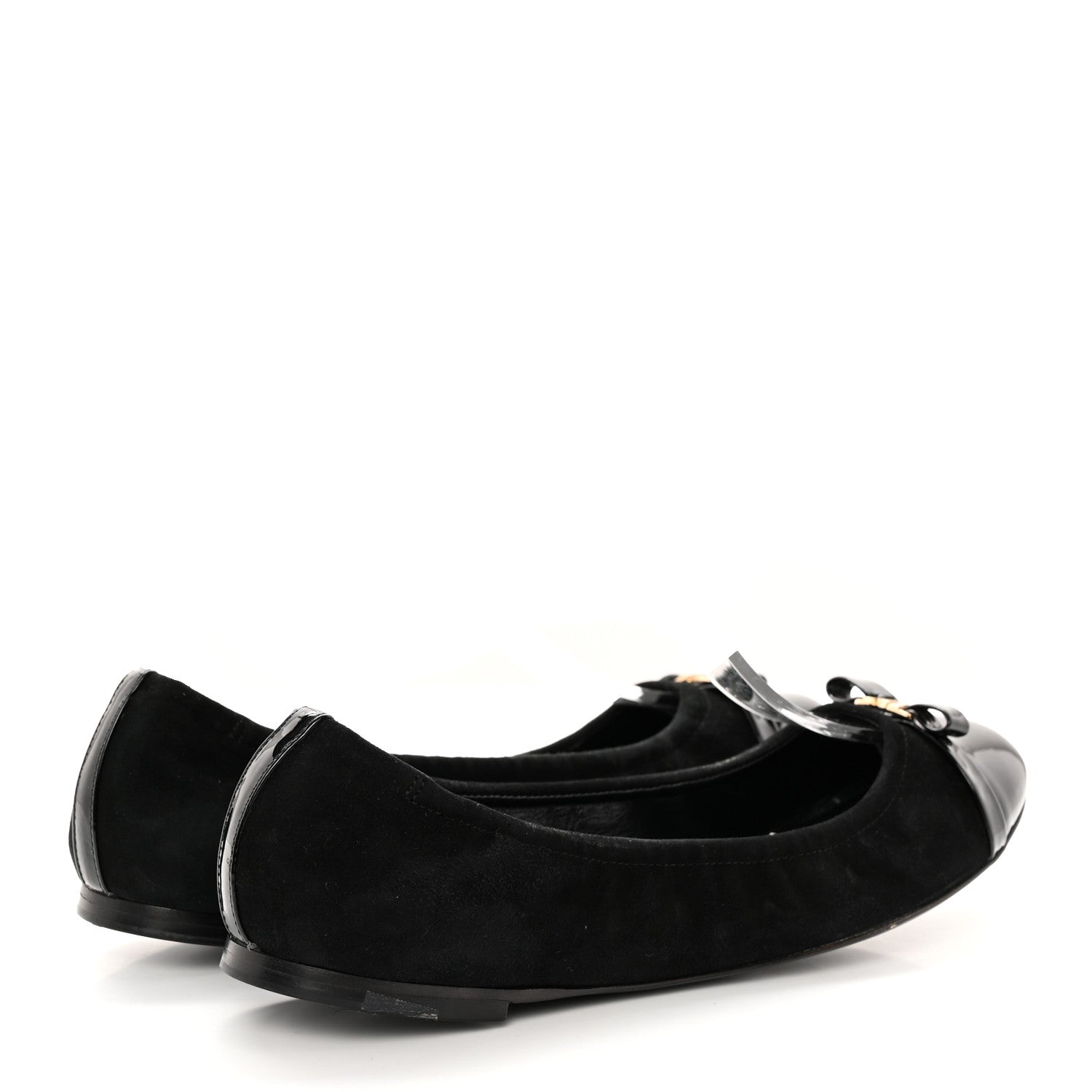 Louis Vuitton Patent Suede Elba Ballerina Flats 37.5 Black 4 of 14