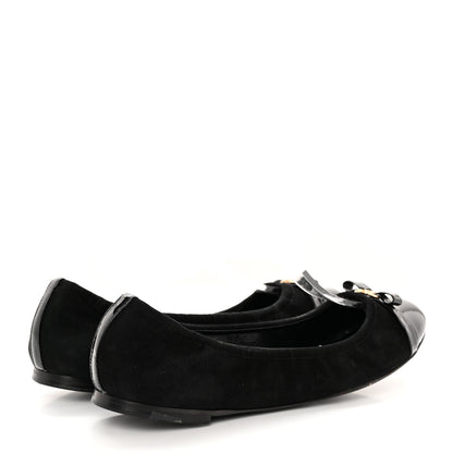 Louis Vuitton Patent Suede Elba Ballerina Flats 37.5 Black 4 of 14