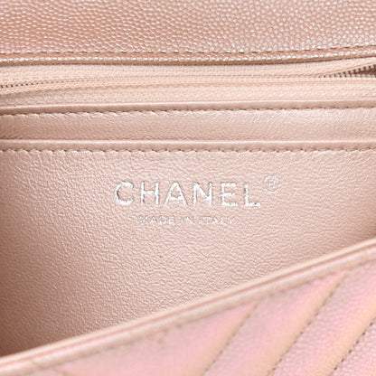 Chanel Iridescent Caviar Chevron Quilted Mini Rectangular Flap Light Gold 6 of 11