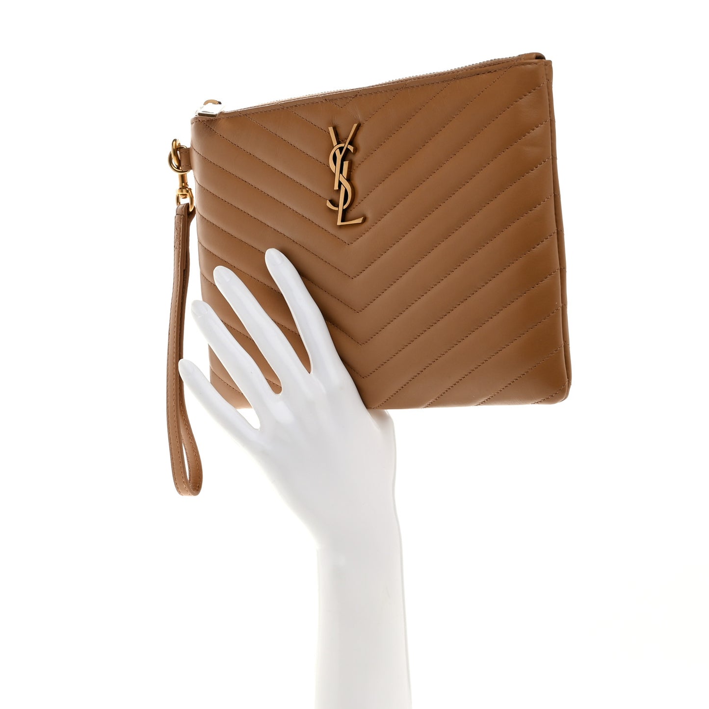 Calfskin Matelasse Chevron Monogram A5 Wristlet Dune