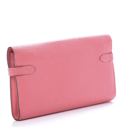 Hermes Chevre Mysore Kelly Longue Wallet Rose Azalee 3 of 8