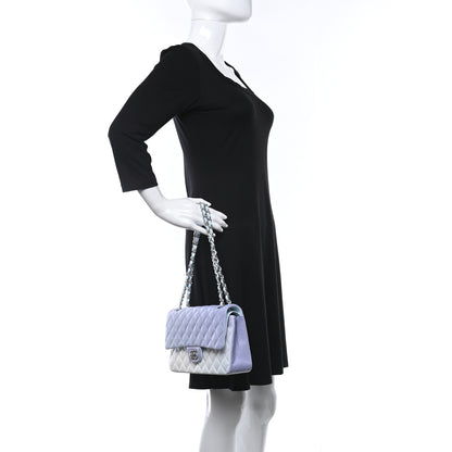 Chanel Perforated Lambskin Quilted Medium Double Flap Light Blue Light Purple White 2 of 9