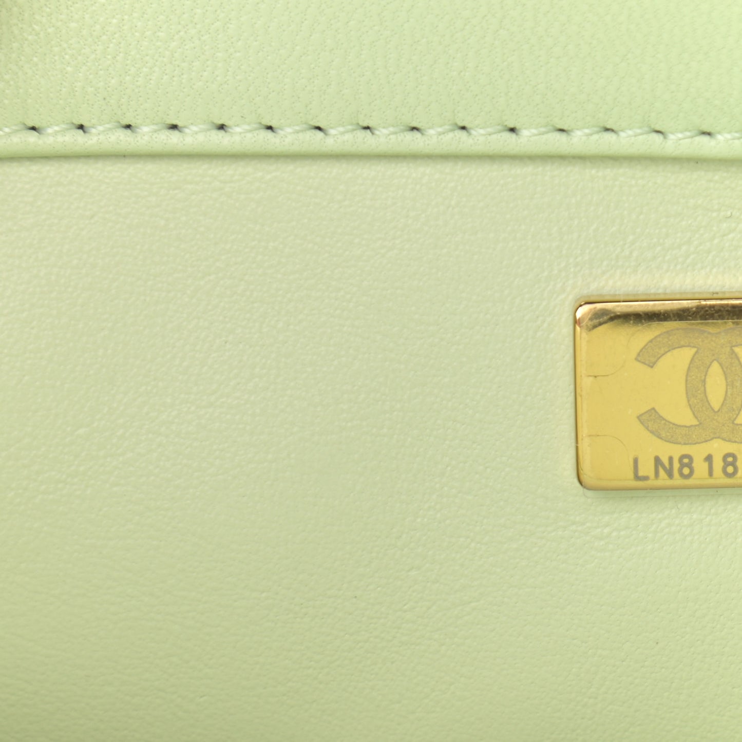 Lambskin Quilted Mini Pearl Crush Flap Light Green
