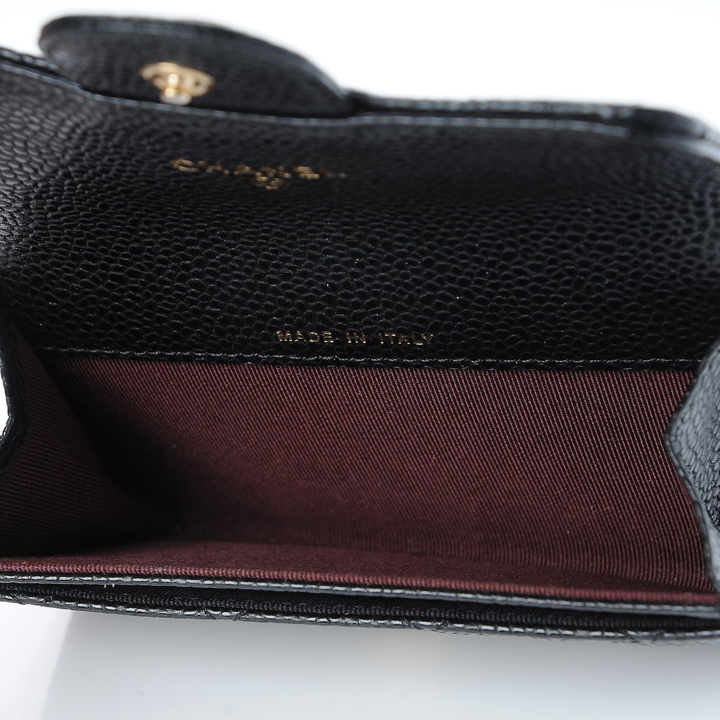 Caviar Quilted Flap Card Holder Black
