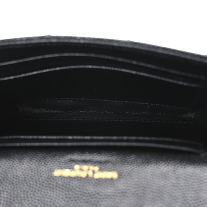 Saint Laurent Grain De Poudre Matelasse Chevron Small Monogram Envelope Wallet Black 5 of 7
