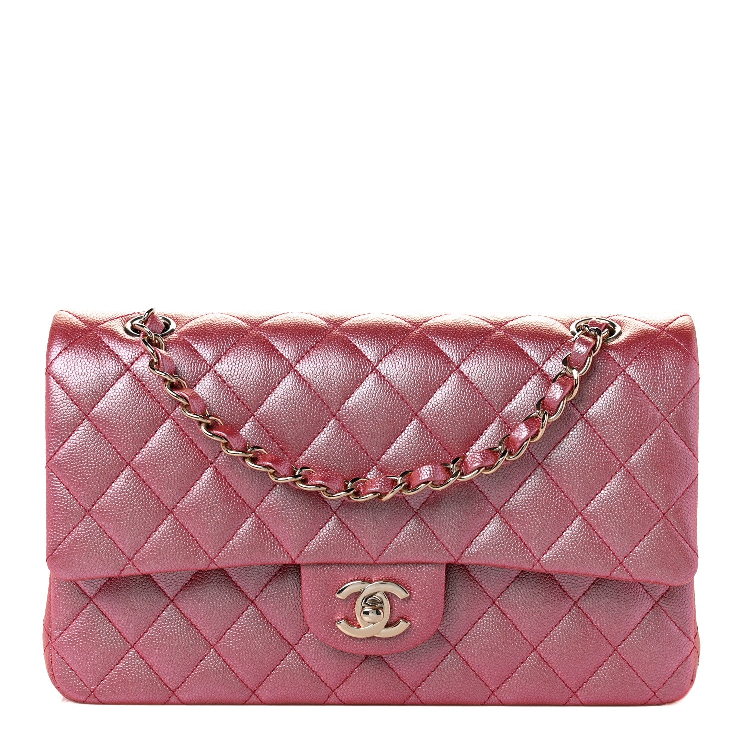 Chanel Iridescent Caviar Quilted Medium Double Flap Pink 1 of 8