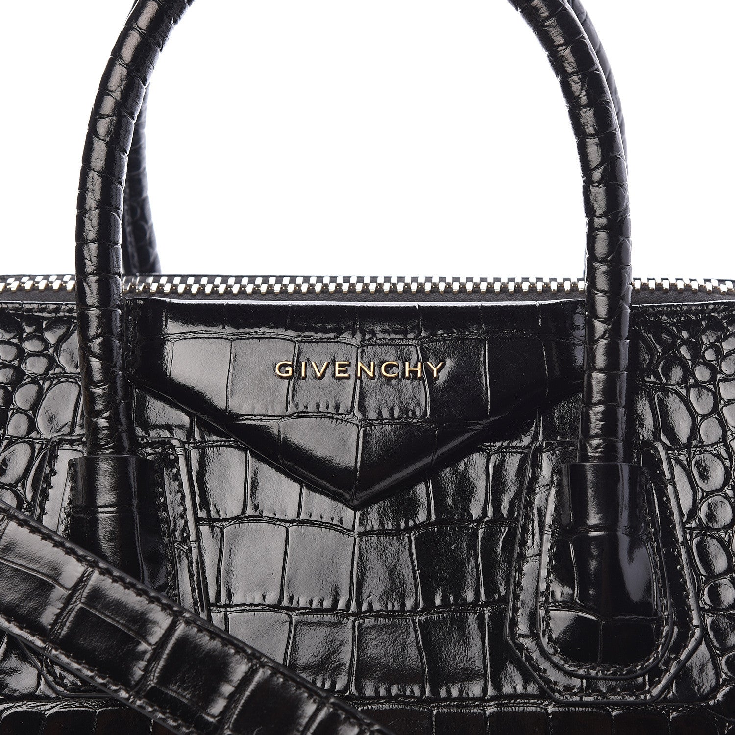 Givenchy Calfskin Crocodile Embossed Small Antigona Black 10 of 10