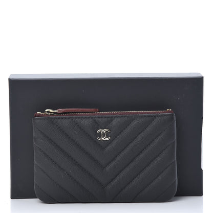 Chanel Caviar Chevron Quilted Small Cosmetic Case Black 9 of 9