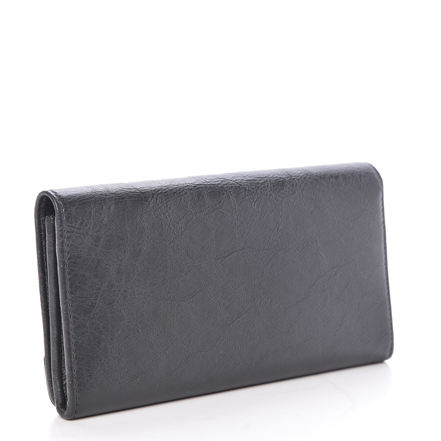 Agneau Classic Silver Hardware Money Wallet Gris Fossile