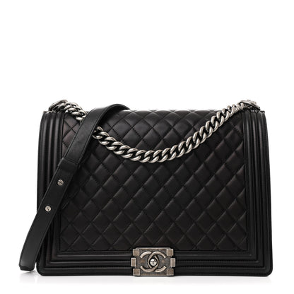 Chanel Lambskin Quilted Large Boy Flap Black 1 of 12