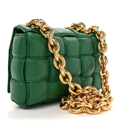 Bottega Veneta Lambskin Maxi Intreccio Padded Chain Cassette Crossbody Bag Racing Green 3 of 15