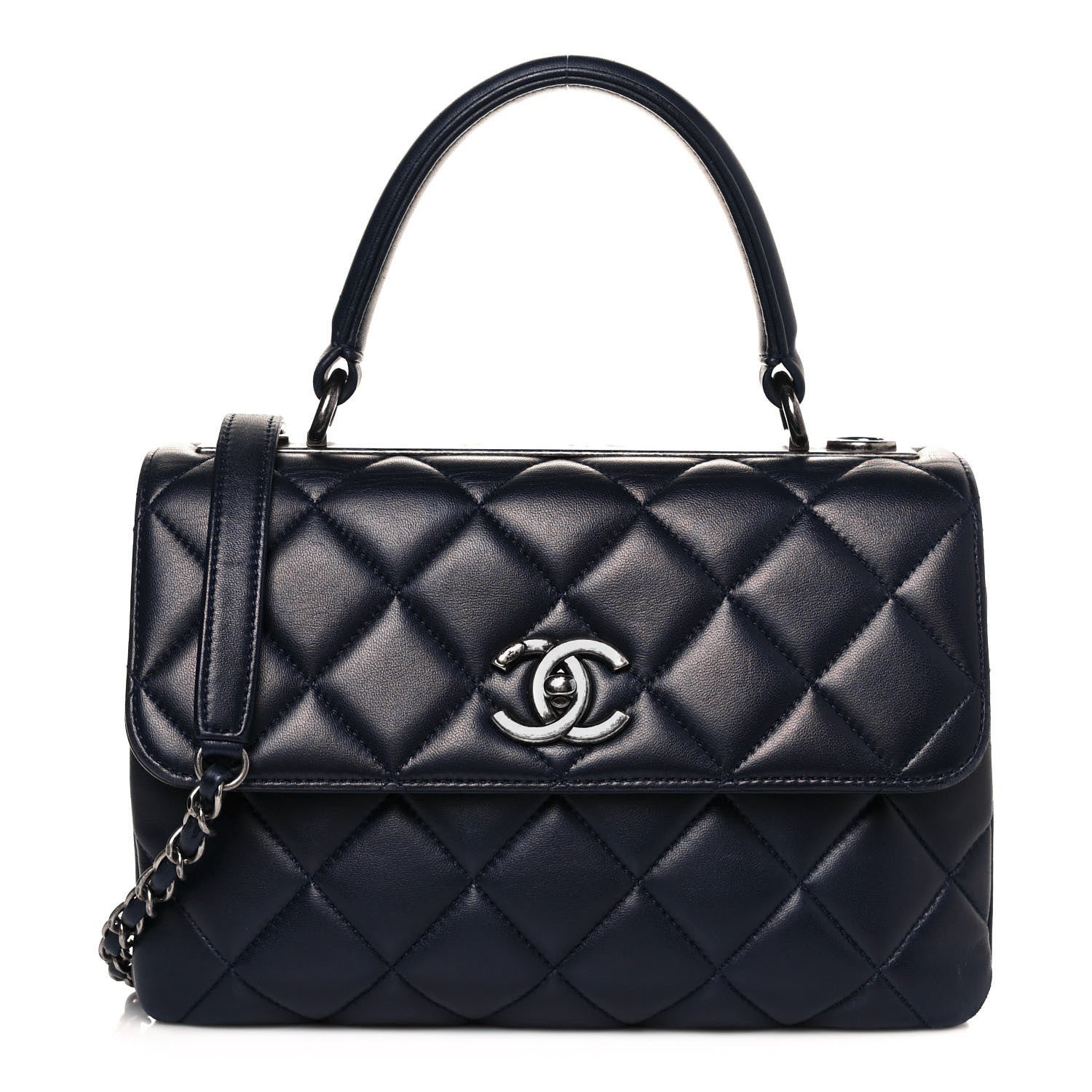 Chanel Lambskin Quilted Small Trendy CC Flap Dual Handle Bag Navy 1 of 17