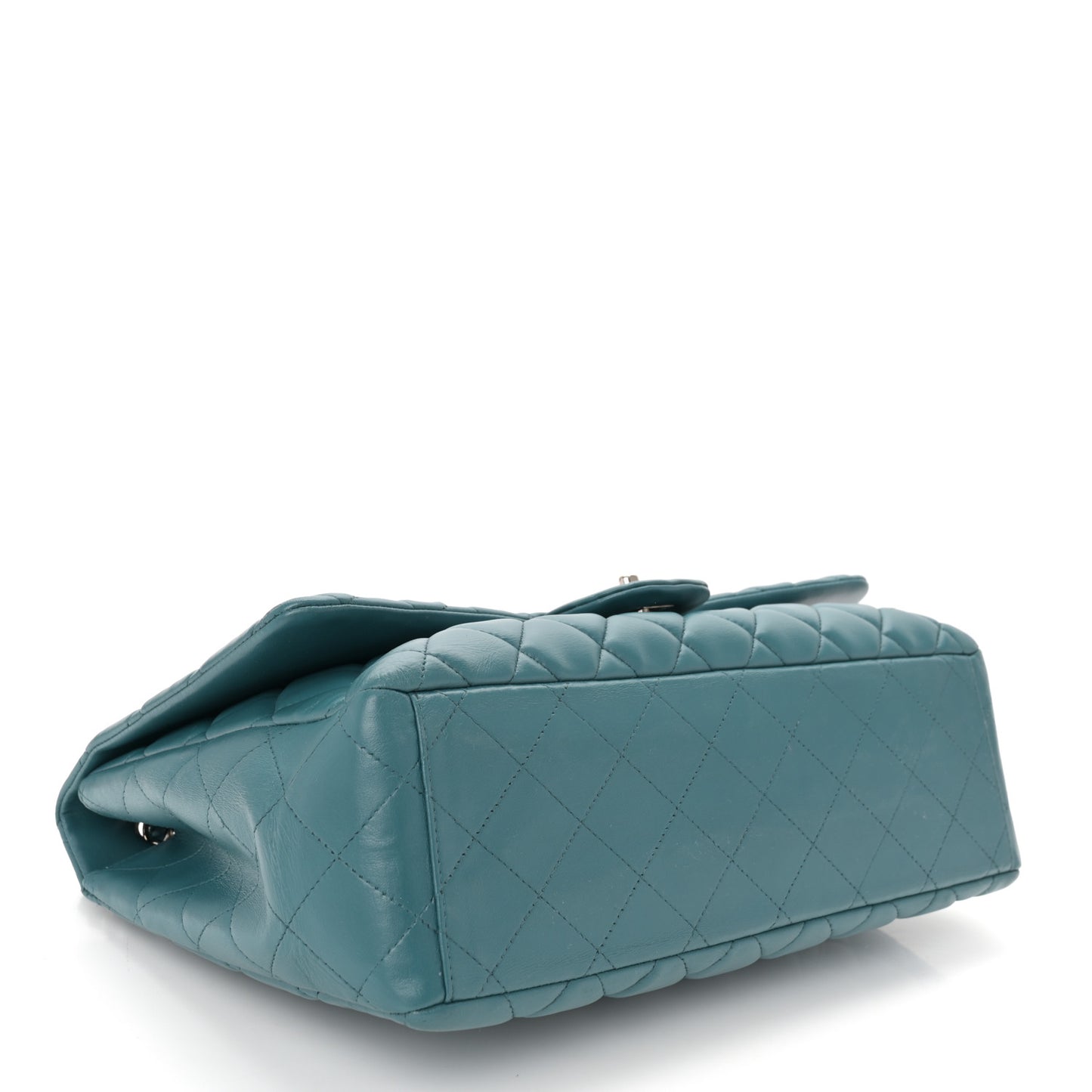Lambskin Quilted Maxi Single Flap Turquoise