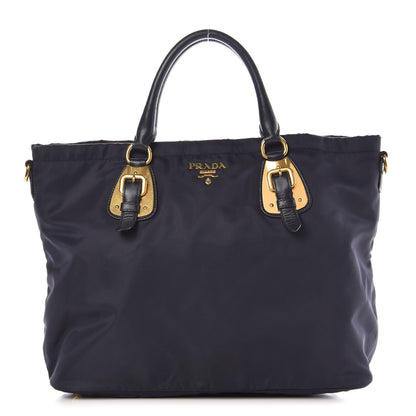 Prada Tessuto Nylon Soft Calf Tote Blue 1 of 8