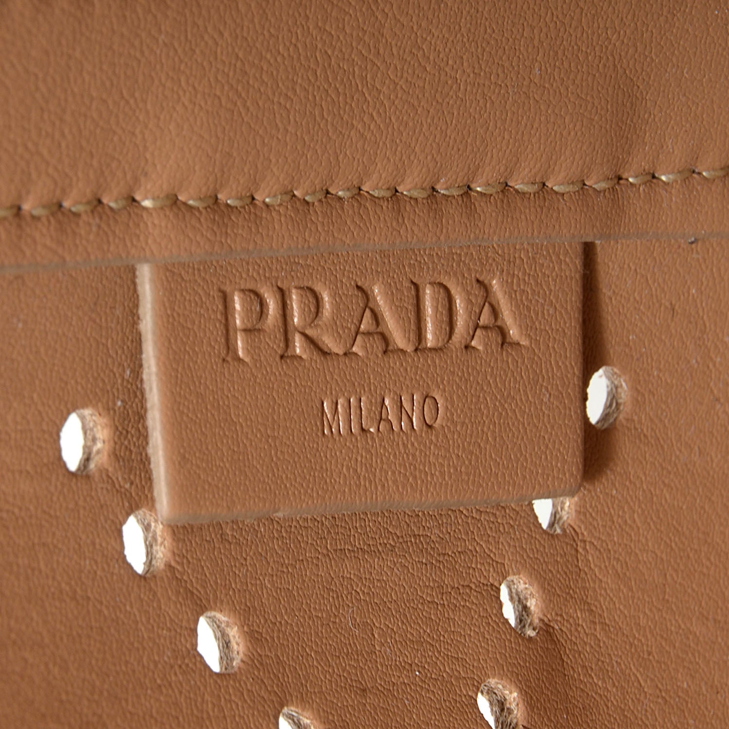 Prada Saffiano Perforated Tote Sabbia 10 of 11