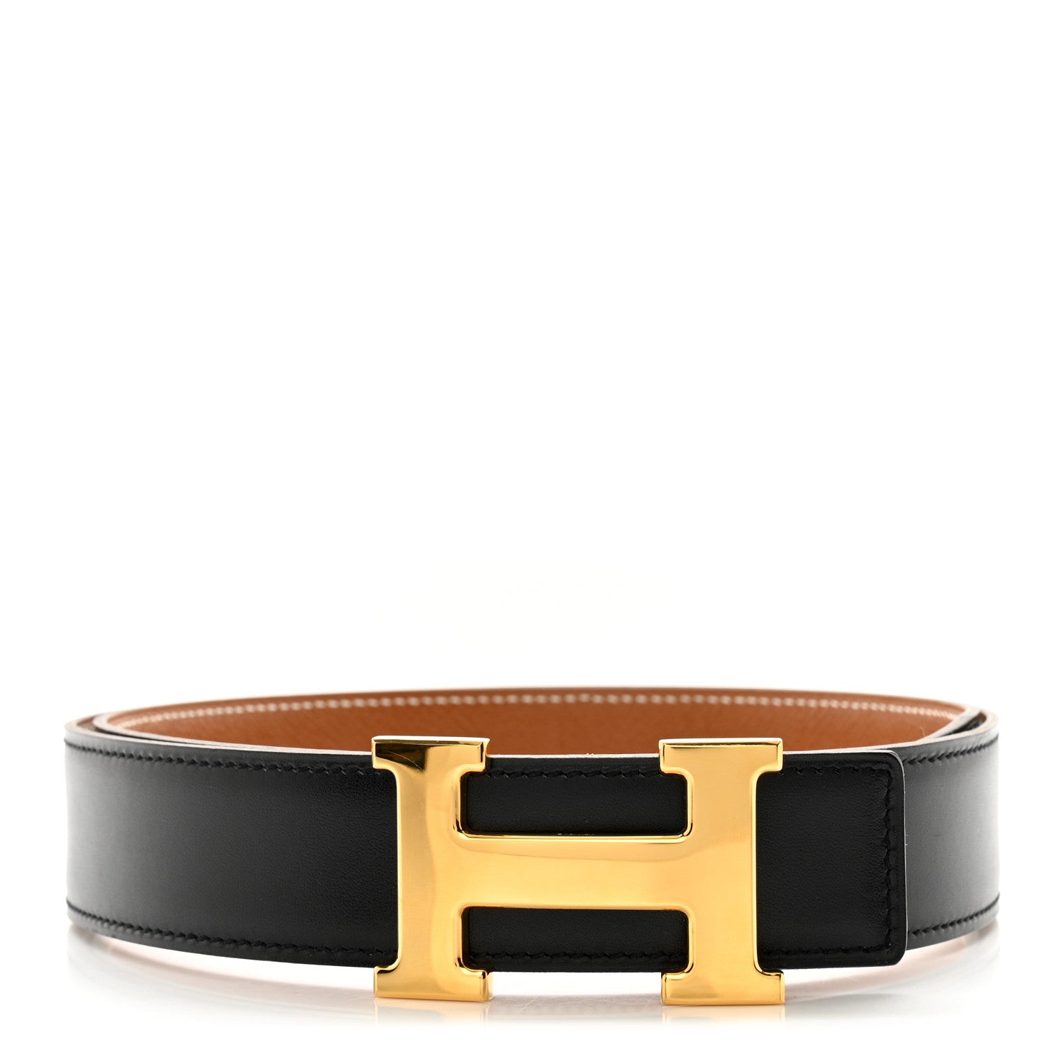 Hermes Box Epsom 32mm H Belt 80 32 Black Gold 1 of 8