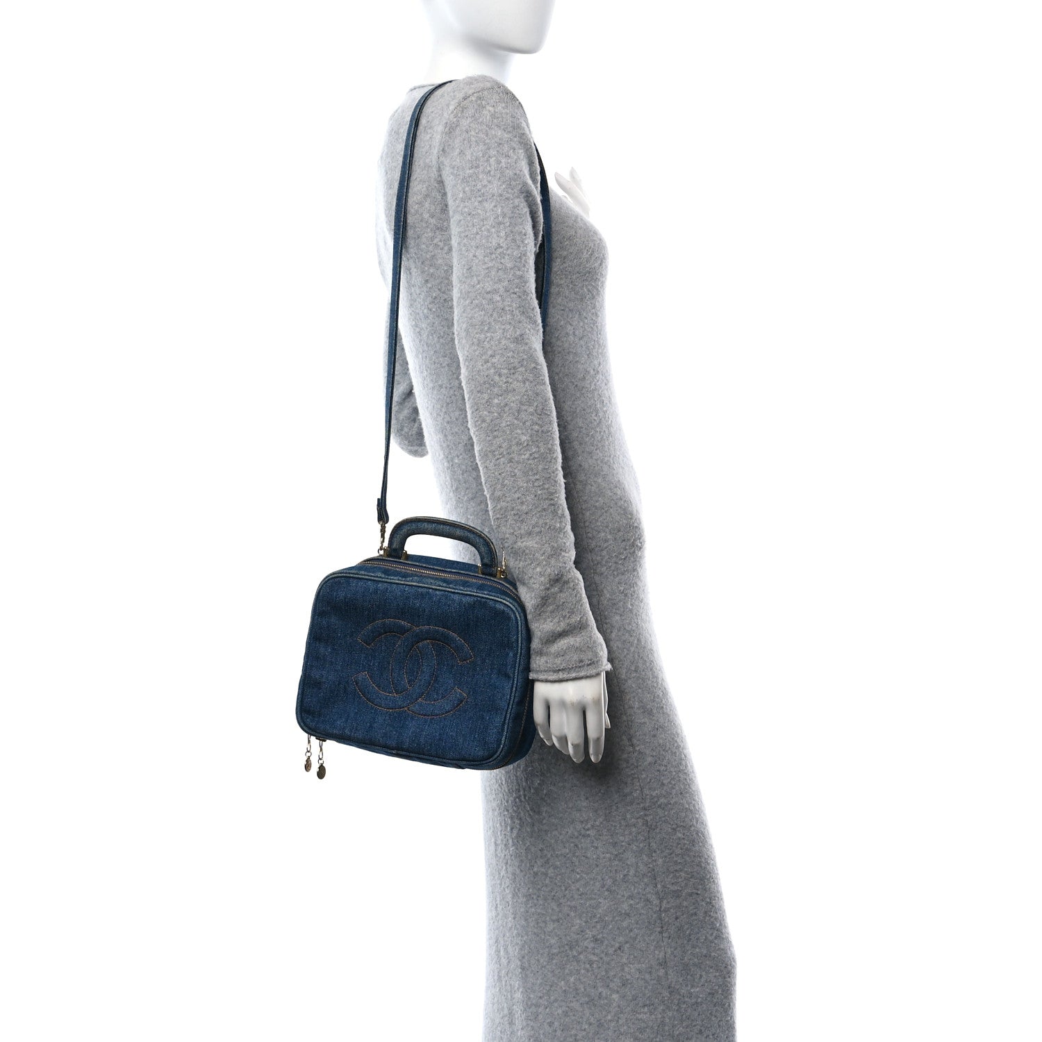 Chanel Denim Vanity Cosmetic Case Blue 3 of 12