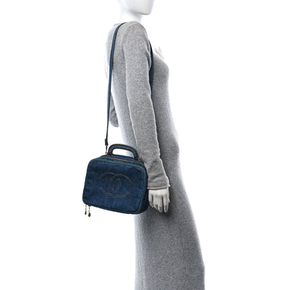 Chanel Denim Vanity Cosmetic Case Blue 3 of 12