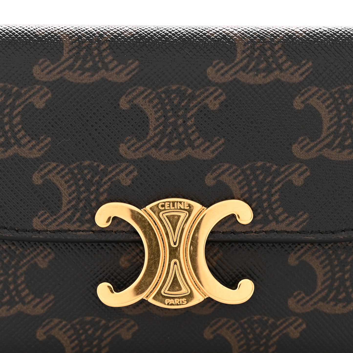 Triomphe Canvas Calfskin Flap Card Holder Tan