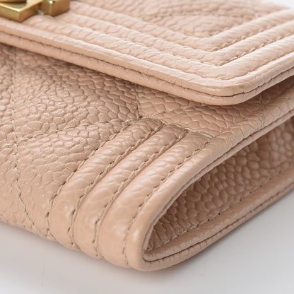 Chanel Caviar Quilted Boy Card Holder Wallet Light Beige 10 of 11