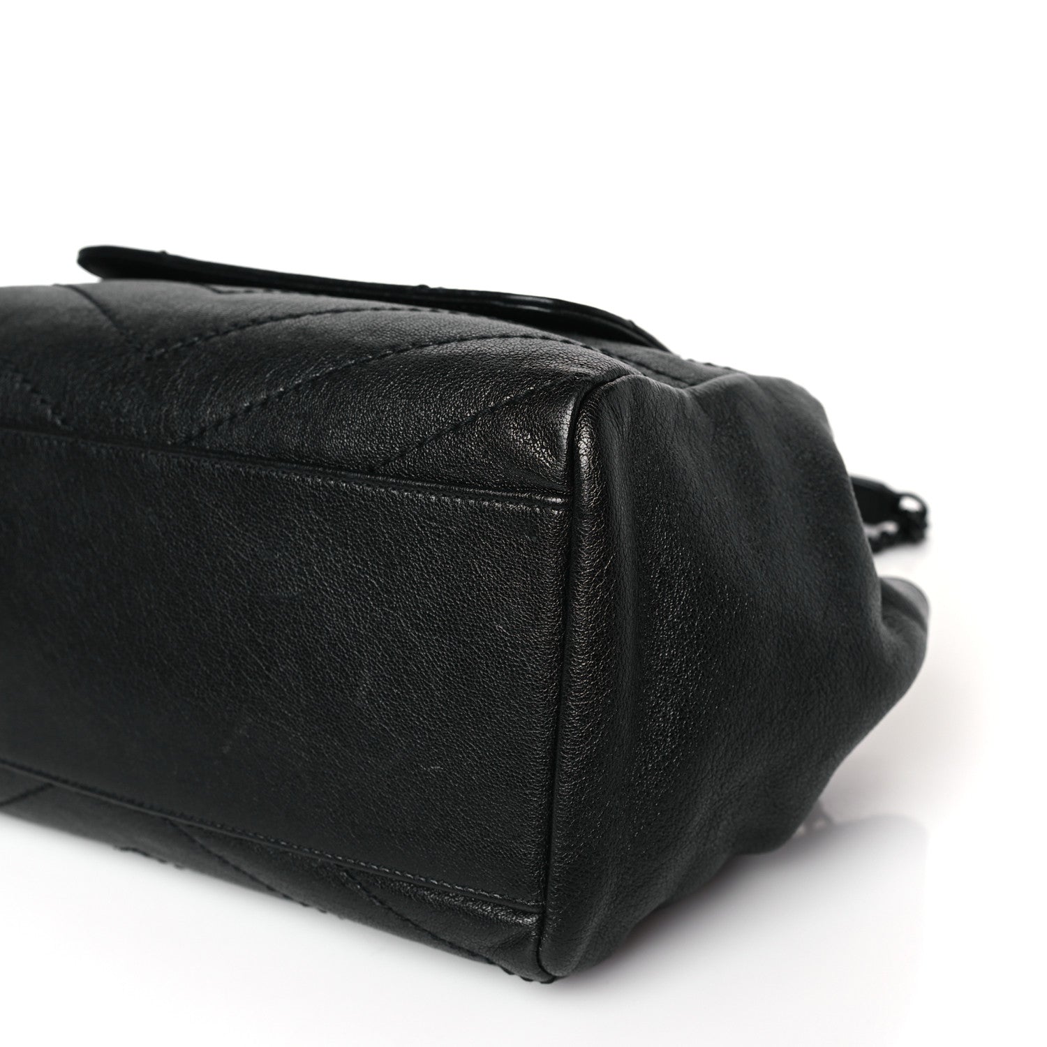 Saint Laurent Pebbled Lambskin Chevron Monogram Small Nolita Black 9 of 9