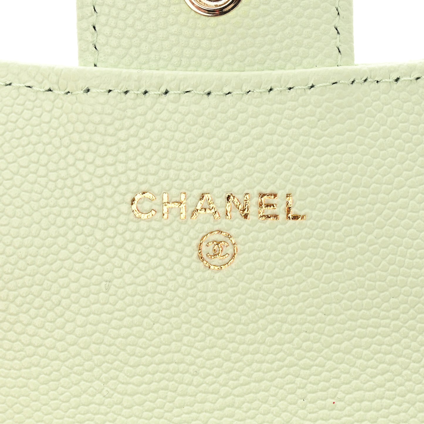 Caviar Quilted Flap Card Holder Wallet Light Green
