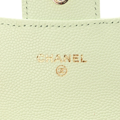 Chanel Caviar Quilted Flap Card Holder Wallet Light Green 6 of 9