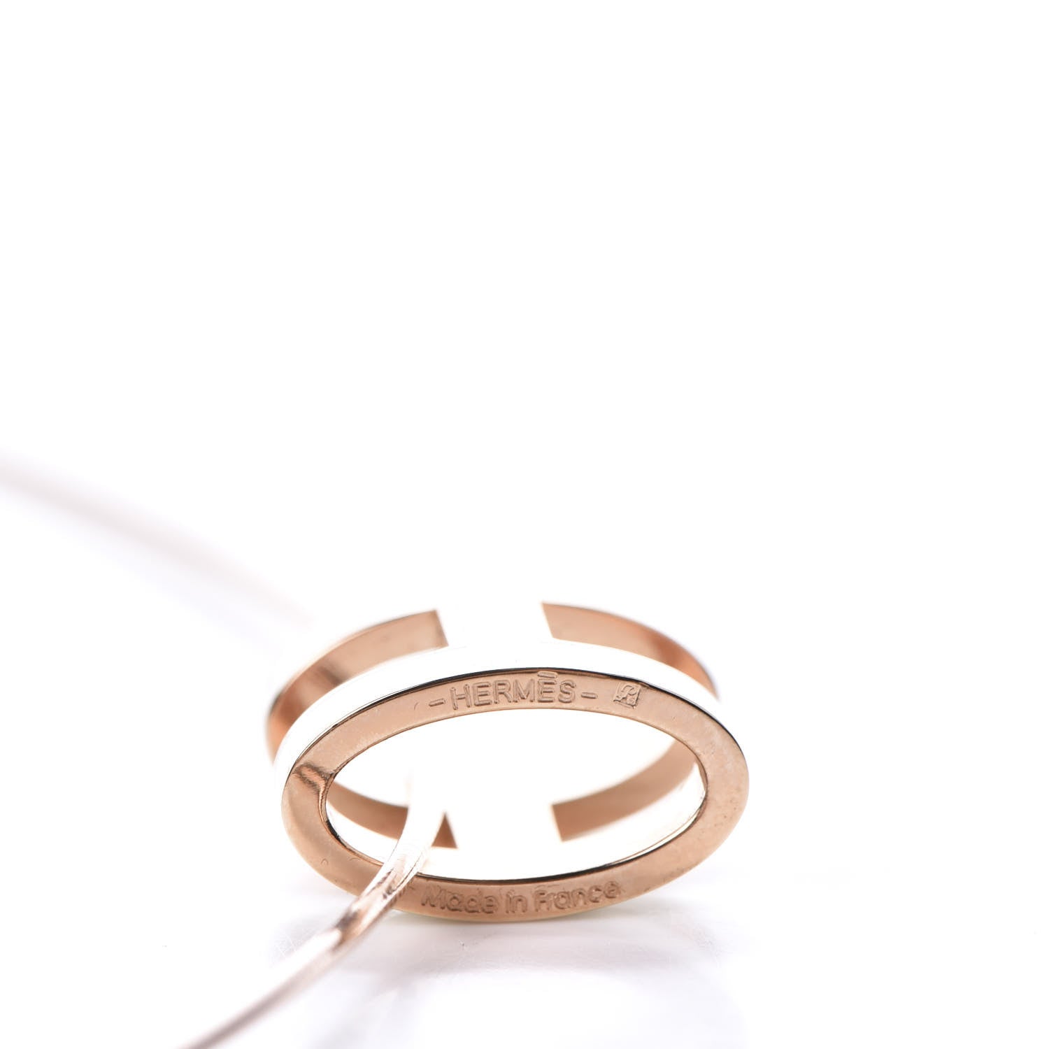 Hermes Lacquered Rose Gold Pop H Pendant Necklace Ecru 6 of 7