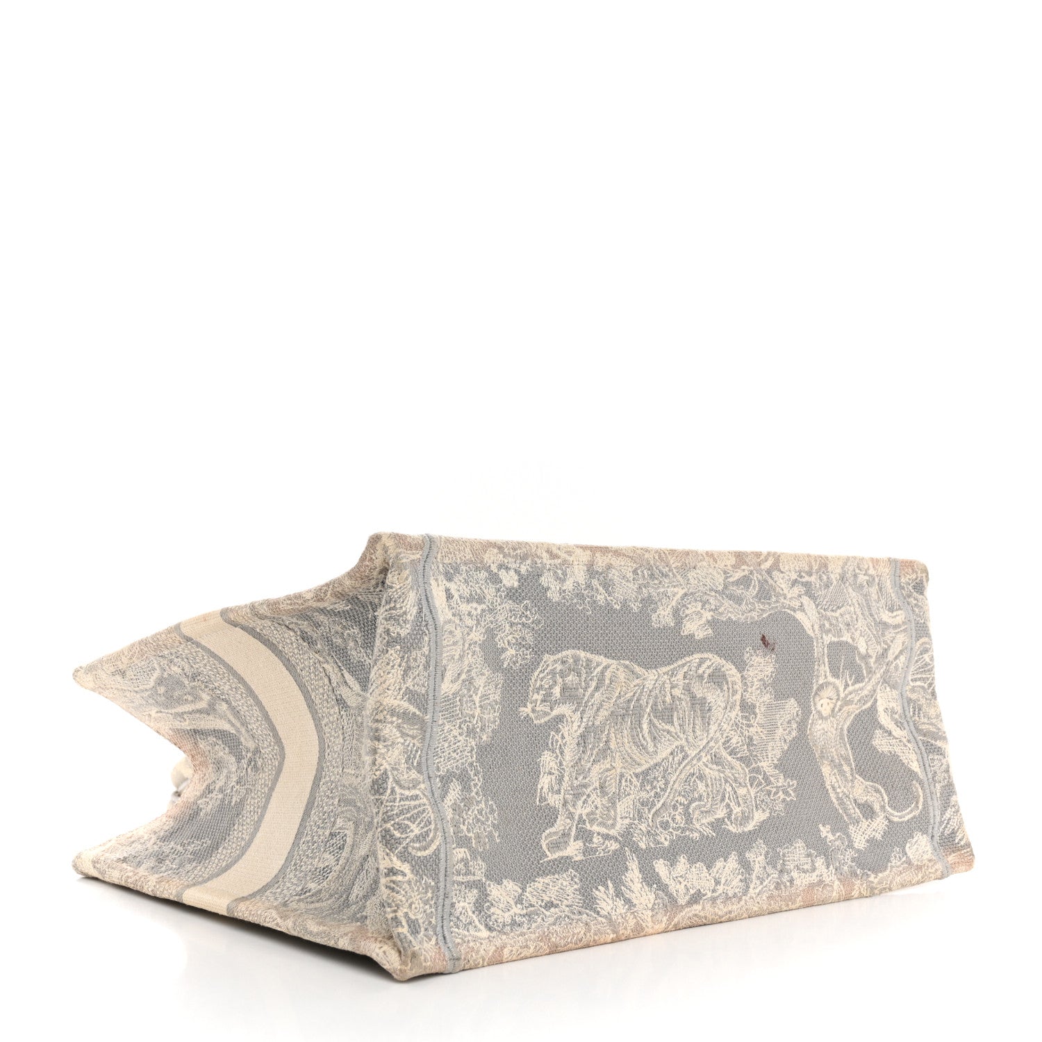 Christian Dior Canvas Embroidered Medium Dioriviera Toile De Jouy Book Tote Gray 4 of 14
