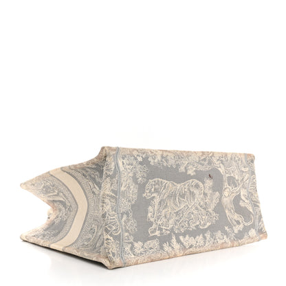 Christian Dior Canvas Embroidered Medium Dioriviera Toile De Jouy Book Tote Gray 4 of 14