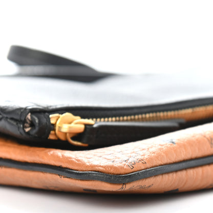 MCM Visetos Corina Foldover Crossbody Bag Cognac Black 9 of 10
