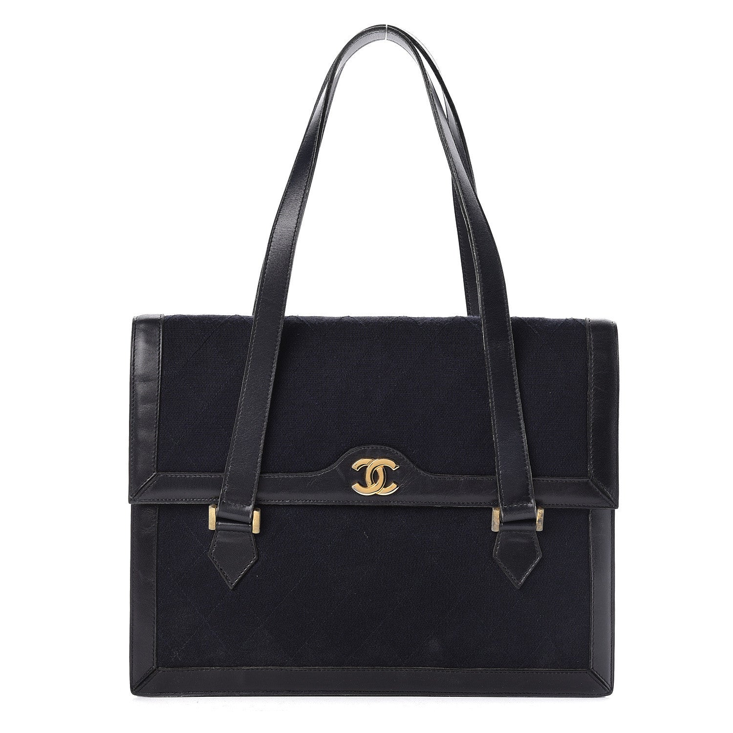 Chanel Lambskin Jersey Quilted Shoulder Bag Navy 1 of 22